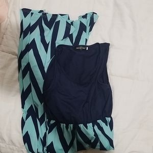 Dark & light blue chevron design maxi dress